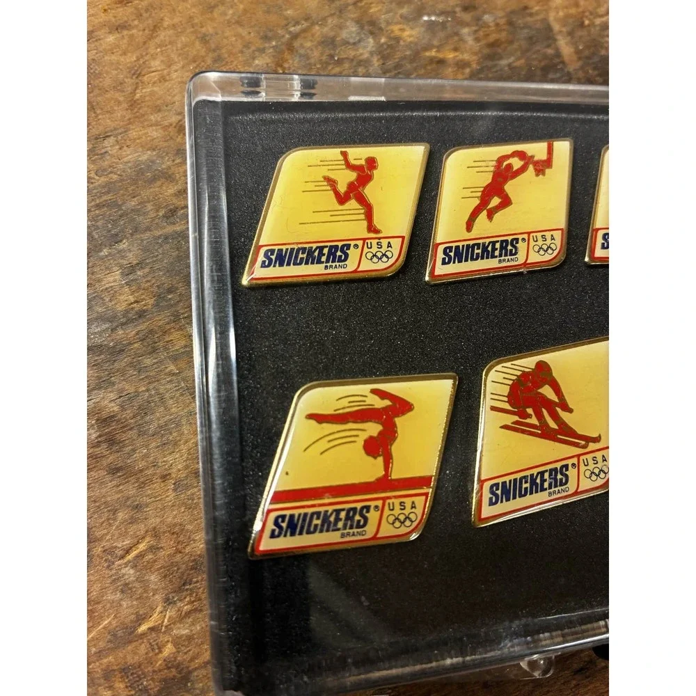 Snickers 1992 Olympics USA 6 Pin Set w/‎ Case
